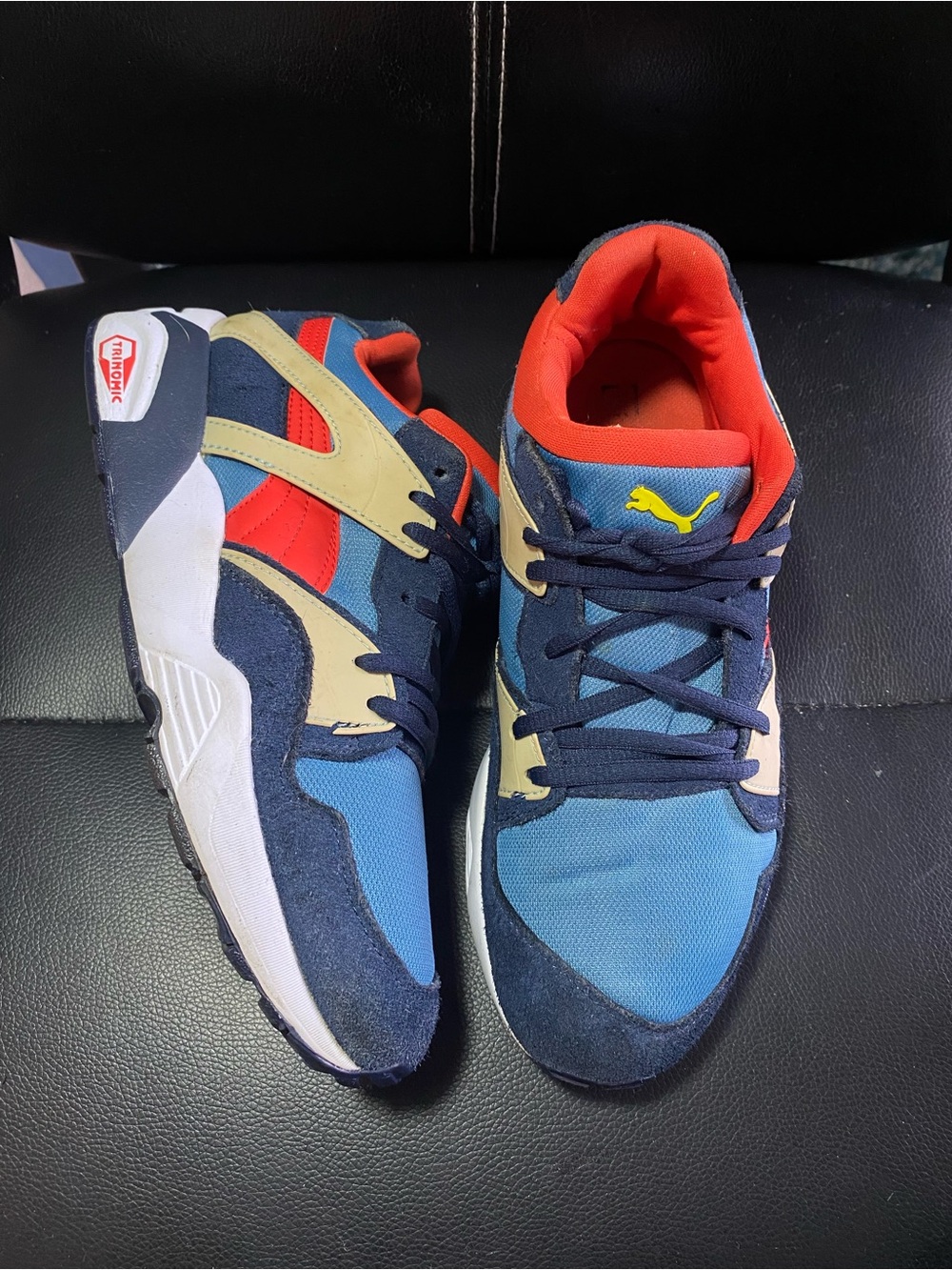 Puma Mirage Boys Vallarta Blue Navy Red and Cream Sneakers Size 7C